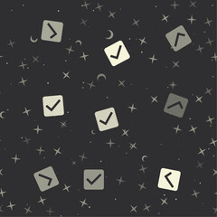 Poster - seamless pattern with stars, checkbox symbols on black background. night sky. vector illustration on