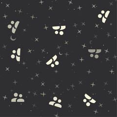 Poster - Seamless pattern with stars, group symbols on black background. Night sky. Vector illustration on black background