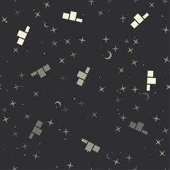 Poster - Seamless pattern with stars, winners podium symbols on black background. Night sky. Vector illustration on black background