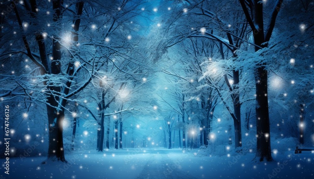 Enchanting winter wonderland with snowy panoramic landscape and ...