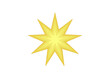 neunsiebenstrahliger goldener stern für advent oder weihnachten, modernes abstraktes 3d-design, schmuck, dekor,