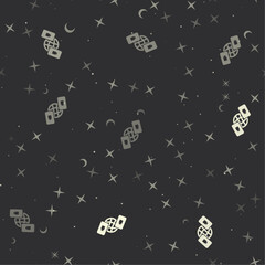 Poster - Seamless pattern with stars, videoconference symbols on black background. Night sky. Vector illustration on black background