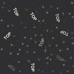 Poster - Seamless pattern with stars, top symbols on black background. Night sky. Vector illustration on black background