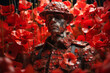 Abstract remembrance day soldier and poppy background