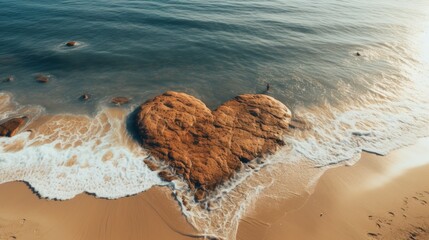 Wall Mural - The sand forms a heart shape. Romantic atmosphere