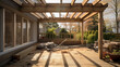 Modern Veranda House Extension in construction during the day without worker