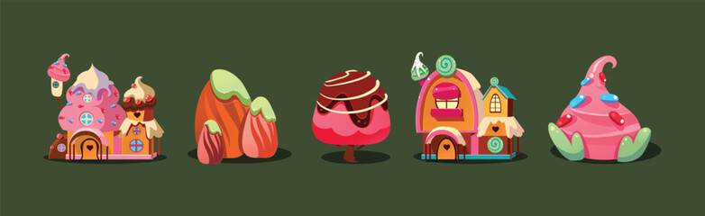 Poster - Fantasy Sweets and Confection Elements for Game Ui Design Vector Set