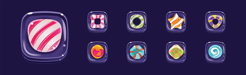 Poster - Colorful Glossy Candies of Various Shapes Vector Set