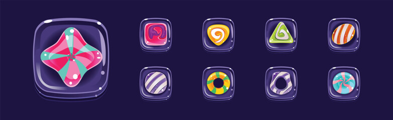 Poster - Colorful Glossy Candies of Various Shapes Vector Set