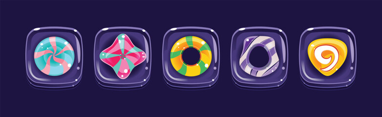 Poster - Colorful Glossy Candies of Various Shapes Vector Set