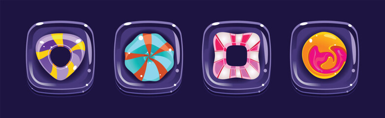 Poster - Colorful Glossy Candies of Various Shapes Vector Set