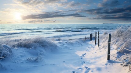Wall Mural - nature winter road ocean landscape illustration water travel, snow sea, tourism aerial nature winter