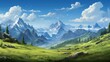 mountain field environment panorama landscape illustration green scenery, countryside hill, view outdoor mountain field environment panorama landscape