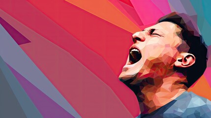 Sticker -  a man with his mouth open in front of a multicolored background of a man with his mouth open in front of a multicolored background.  generative ai