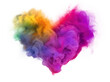 A heart made of rainbow smoke on transparent background. Romantic vivid explosion inked clouds, png element.