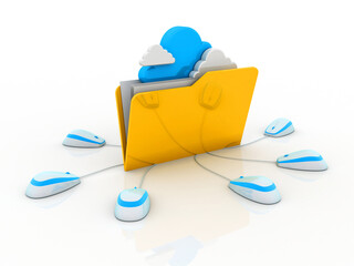 Poster - 3d rendering cloud  folder storage connected mouse
 