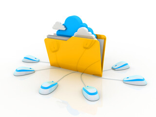 Poster - 3d rendering cloud  folder storage connected mouse
 