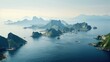 view mountain island sea landscape illustration sky blue, vacation panorama, suntropical natural view mountain island sea landscape