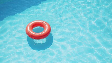 Aufkleber - Inflatable ring floating in swimming pool on sunny day, top view with space for text