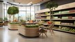 Healthy organic food and bio store interior