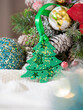 Florentine sachet  in shape of Christmas tree. Interior decor, DIY crafts.  Handmade aroma sachet. Selective focus