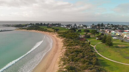 Wall Mural - Aerial view of Apollo Bay, Australia from drone, The Great Ocean Road
