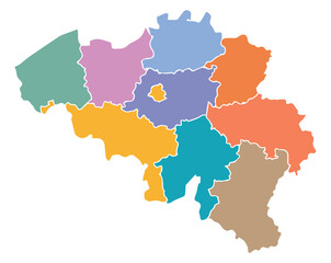  A large, detailed map of Belgium with all districts and main cities.