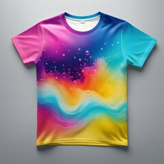 T-shirt design template with abstract colorful background
