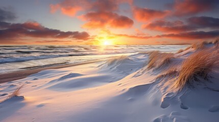 Wall Mural - water winter beach snow landscape illustration beautiful light, cold y, mountain sea water winter be