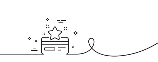 Poster - Loyalty card line icon. Continuous one line with curl. Bonus points. Discount program symbol. Loyalty card single outline ribbon. Loop curve pattern. Vector