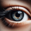 A chinese asian eye close up macro color black iris and eyebrown