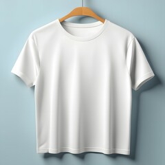 Wall Mural - White t-shirt on a hanger on a blue background