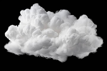 Poster - A beautiful cloud of white cotton stands out against a striking black background. This image can be used to represent purity, softness, or as a background for various design projects.