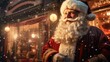 © Acronym - Magical Christmas background with Santa Claus. Winter fairytale style. Holiday celebration concept.