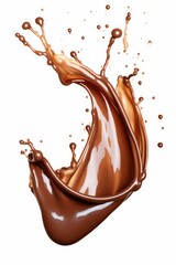 Poster - A visually striking image of a chocolate splash on a clean white background. Perfect for food-related designs and advertisements.
