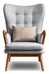 Poster - A chair with a pillow on top. Can be used to create a cozy and comfortable atmosphere in any room.