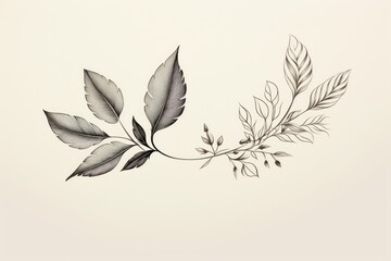 Aufkleber - A simple and elegant drawing of a branch with leaves. This versatile image can be used for various design projects