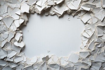 Aufkleber - A white frame made of broken pieces of paper. Can be used to add a unique touch to any design project