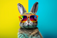 Bunny With Sunglasses On Colorful Background