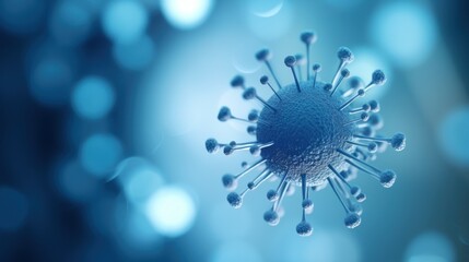 A blue corona virus on a blurry background, AI