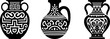 antique amphora vase black vector silhouette logo set
