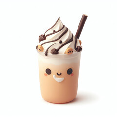 Wall Mural - Ice cream frappe isolated on a white background. ai generative