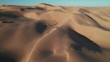 Aerial View Of Imperial Sand Dunes At Sunrise