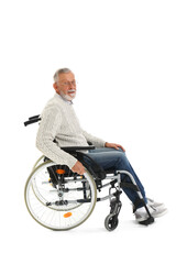 Sticker - Senior man in wheelchair on white background