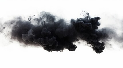 black smoke on white background.