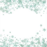 Fototapeta Kwiaty - round winter snow frame with blue snowflakes on a white background. Festive Christmas banner, New Year card. Symbols of frosty winter. Vector illustration.