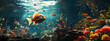 Seabed and tropical fish banner.