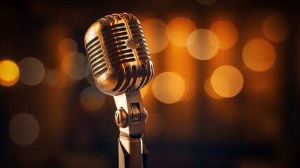 Poster - Clean graphic of a microphone symbolizing effective   AI generated illustration