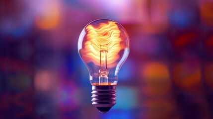 Poster - A blurred abstract image of a light bulb creating  AI generated illustration