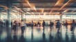 A blurred image of a busy airport terminal with peope  AI generated illustration